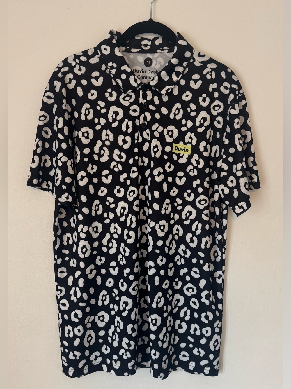 Duvin Design Black Leopard Golf Polo Men’s Medium